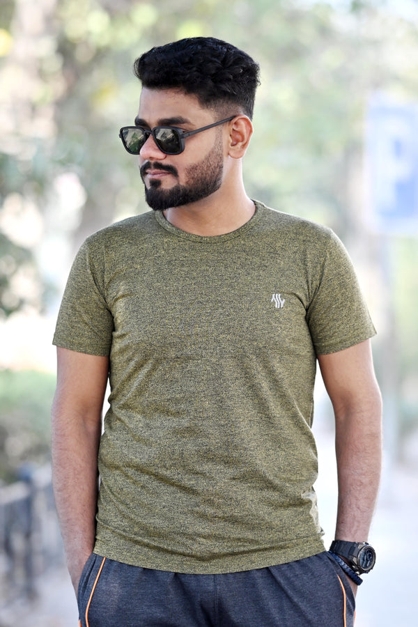 Round Neck T Shirt - Army Brown