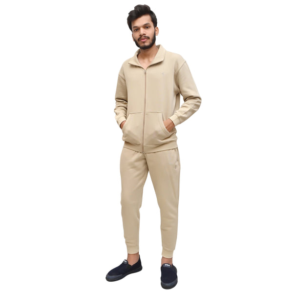 BEIGE COLLAR TRACK SUIT