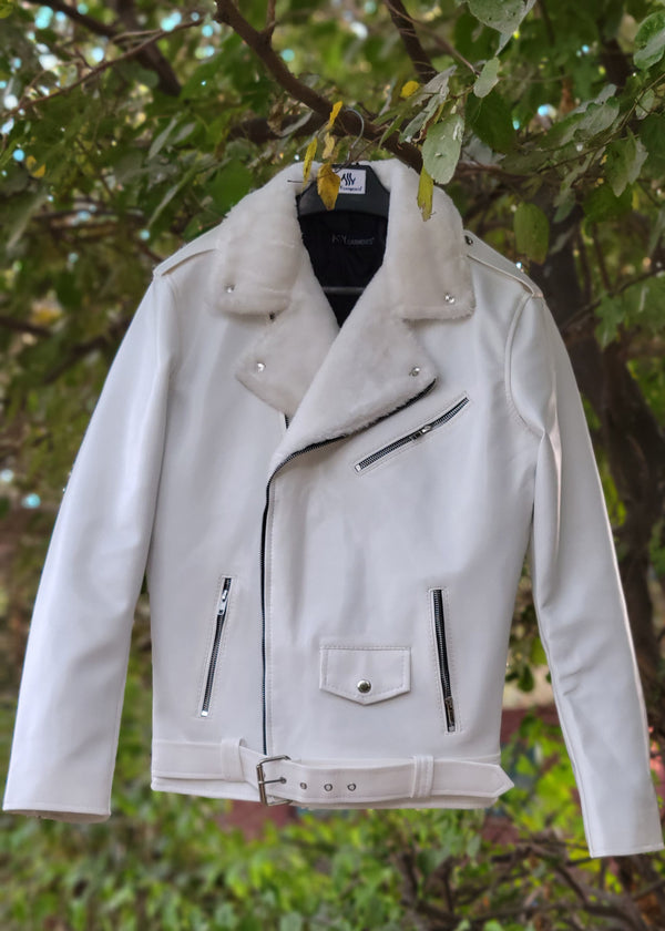 PU-LEATHER-JACKET- WHITE