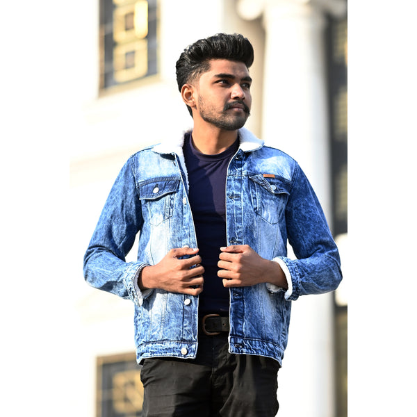 RANDOM WASH  FUR DENIM JACKET