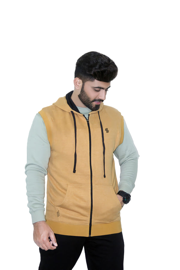 MUSTARD SLEEVELESS HOODIE